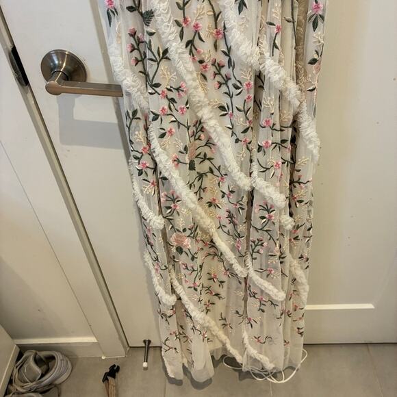 NWT Mac Duggal Cream Floral Embroidered One Shoulder Maxi Dress Sz 8 - Picture 6 of 13